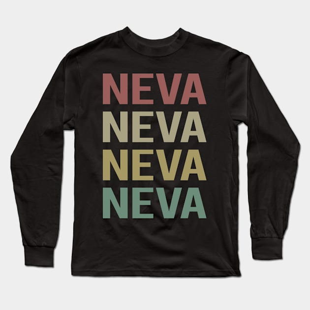 Colorful Text Art - Neva Name Long Sleeve T-Shirt by PaulJGumber